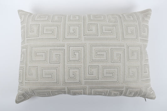 Ecru on Ecru Greek Meander Lumbar Pillow