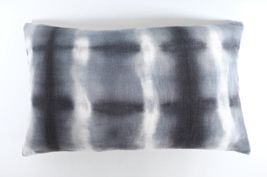 Navy, white & light blue, Abstract Plaid Lumbar Pillow