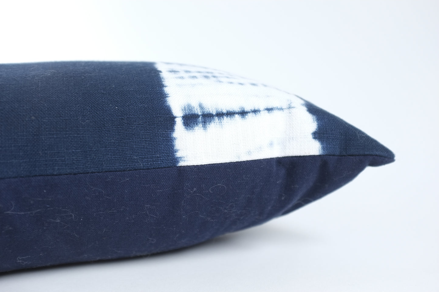 Navy with Shibori Side Stripes Lumbar Pillow