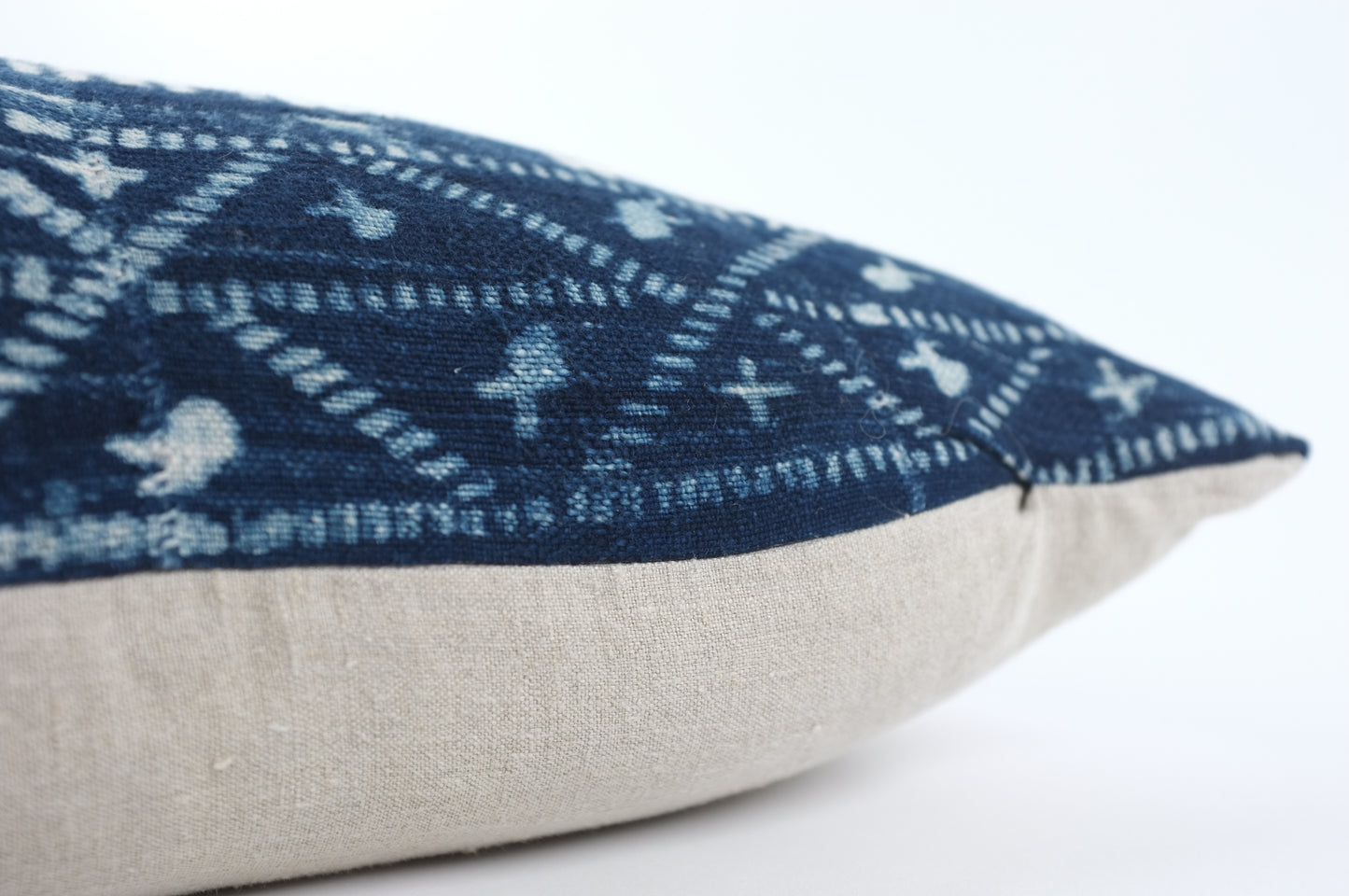 Blue with White Dyed Shapes Lumbar Pillow