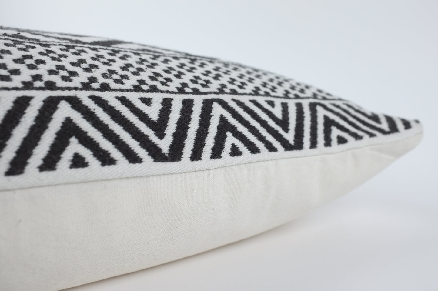 Black and White Turkish Horizontal Geo Lumbar Pillow