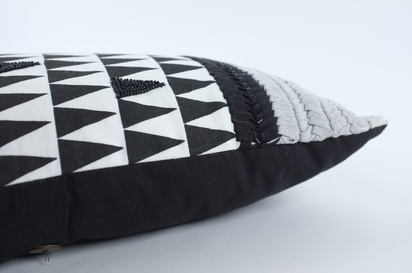 White/Black Spikes with Stripe Lumbar Pillow