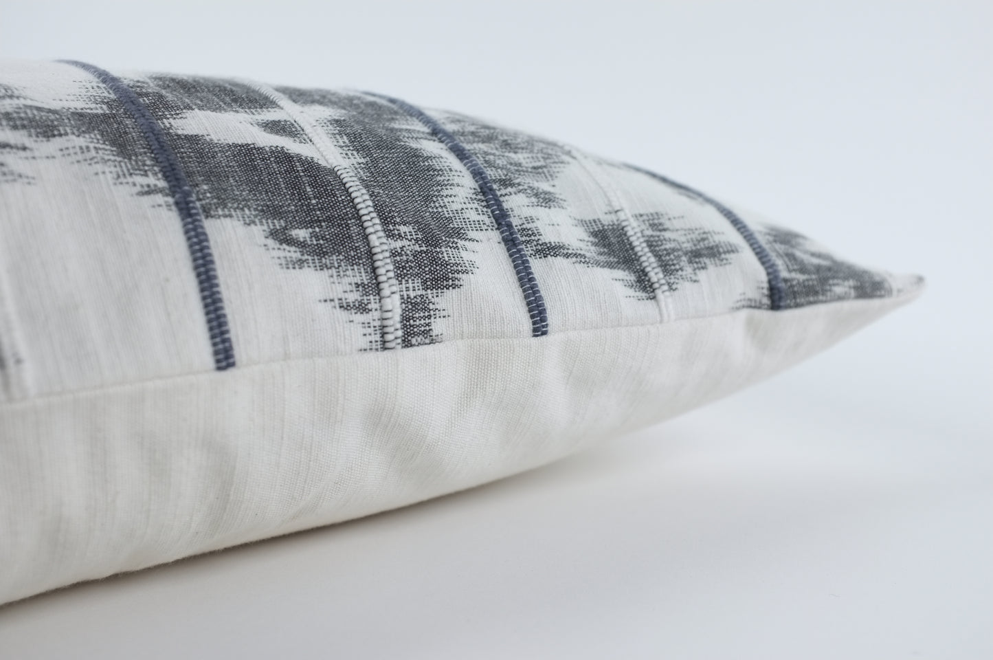 White/Grayscale Washy Ecru with Ribs Lumbar Pillow