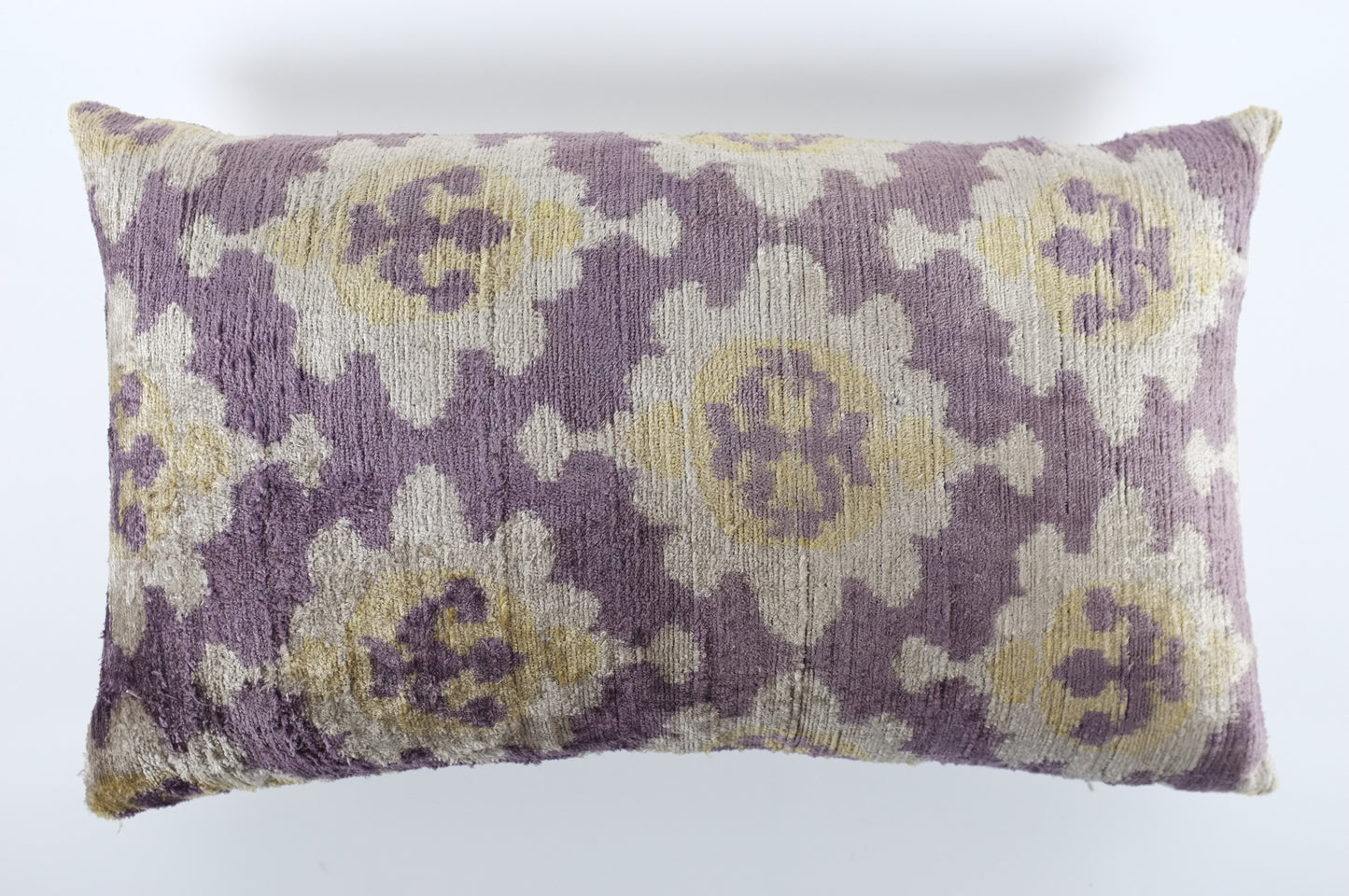 Purple/Khaki/Yellow Silk Velvet Lumbar Pillow