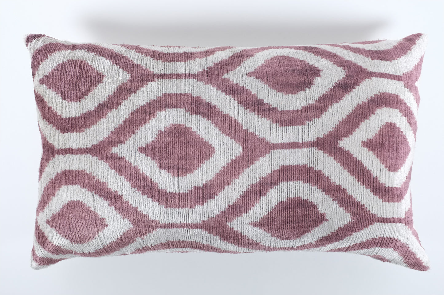 Mauve and Grey Silk Velvet Lumbar Pillow