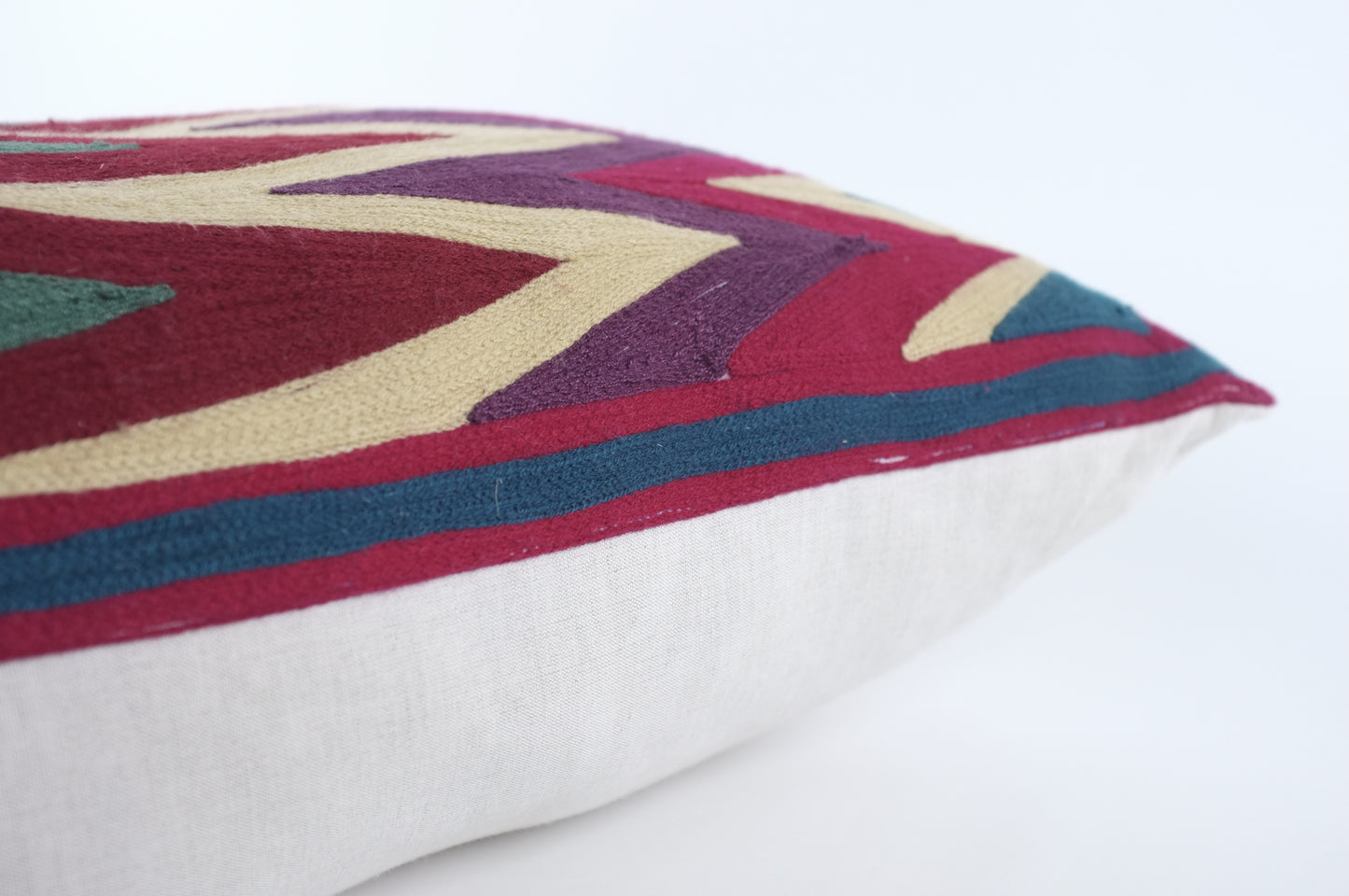 Jumbo Dark Jewel Tones Zig Zag Lumbar Pillow