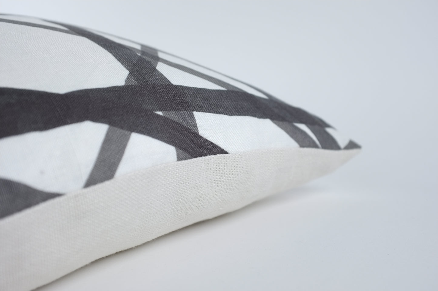 Jumbo White with Black Abstract Lines Lumbar Pillow