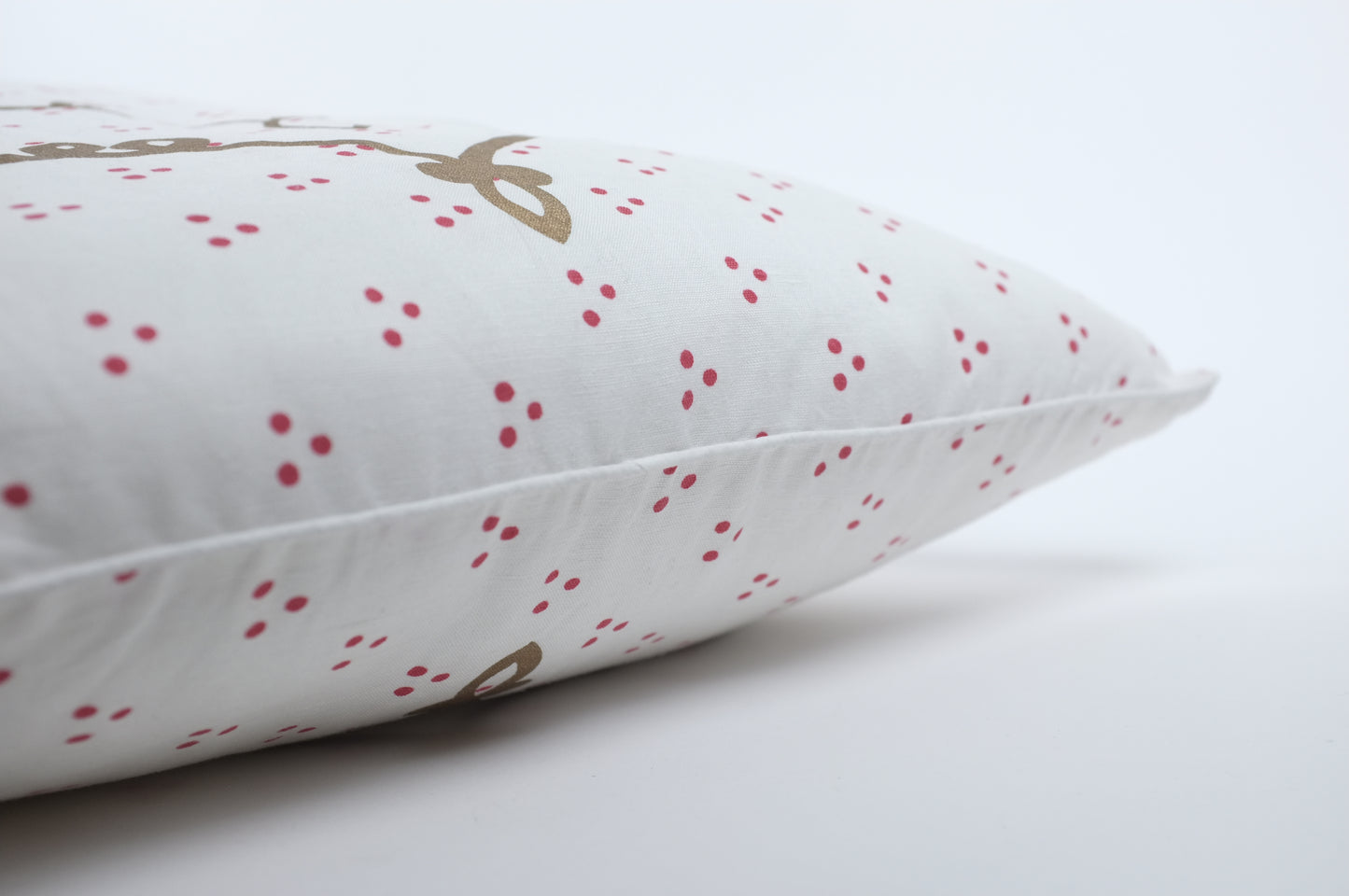 Jumbo White with Red Dots and Gold Arabesque Lumbar Pillow