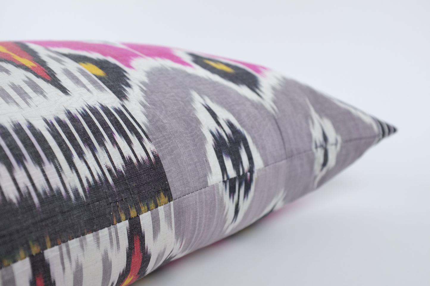 Pink/Orange/Black/White Ikat Square Pillow