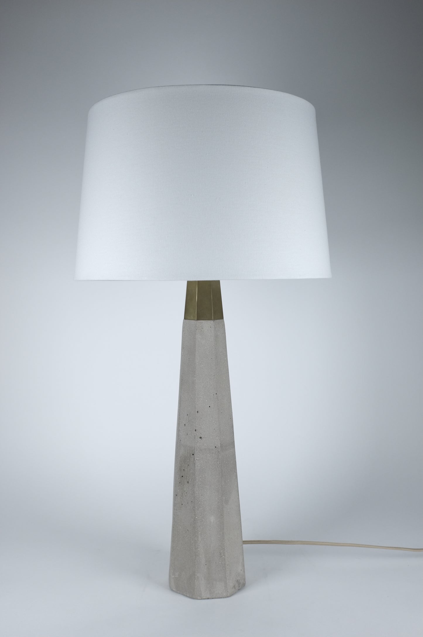 Tapered Concrete Base With Brass Band Table Lamp