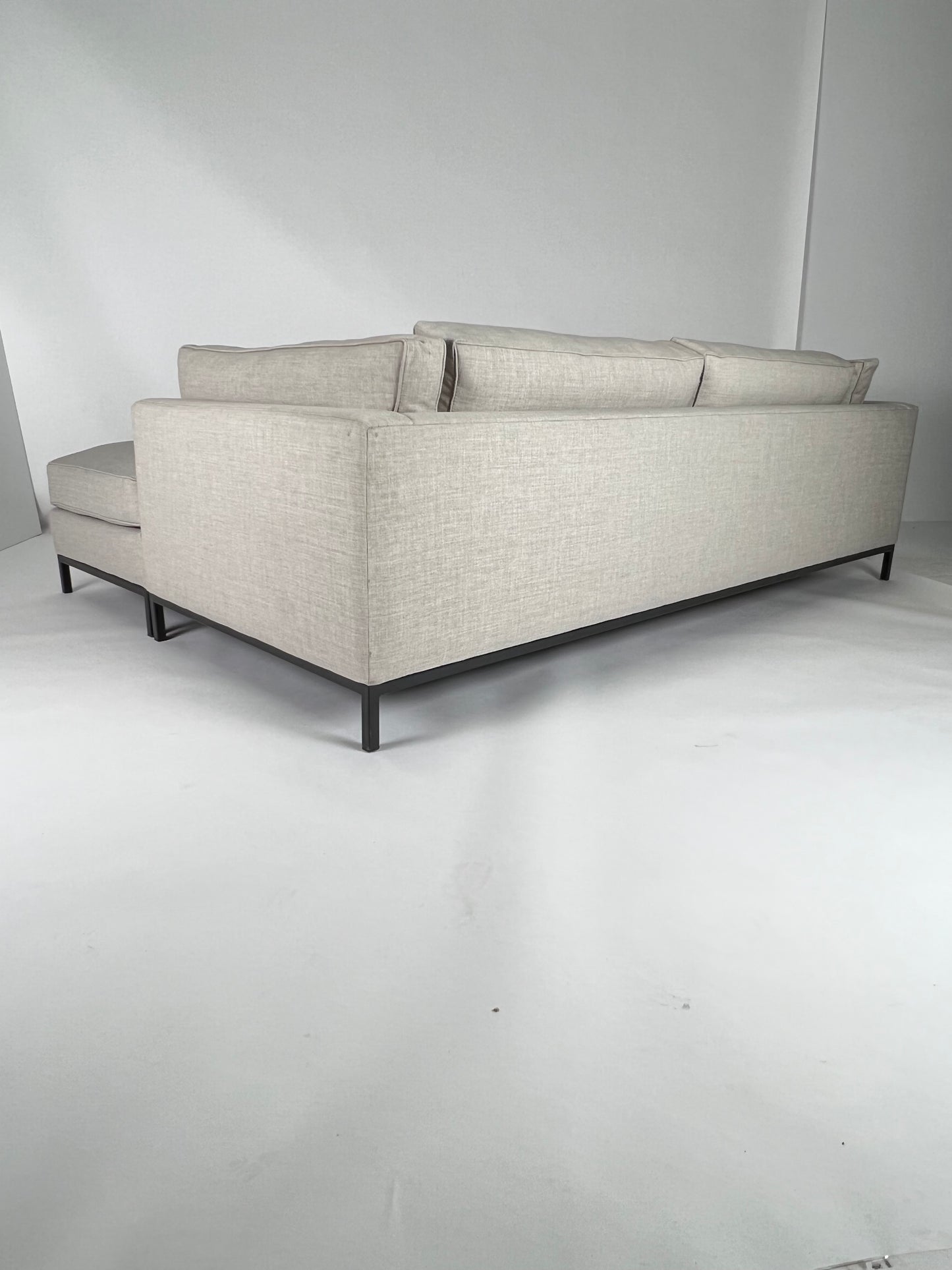 Light gray sectional with black iron base, LAF or RAF