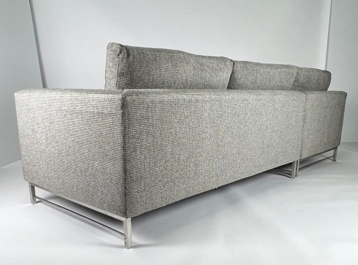 Steely gray blue LAF sectional sofa