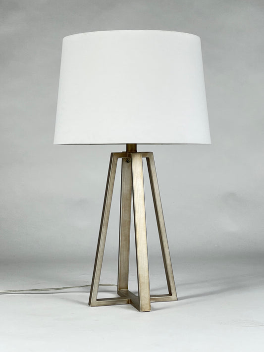 Modern, open metal base, table lamp