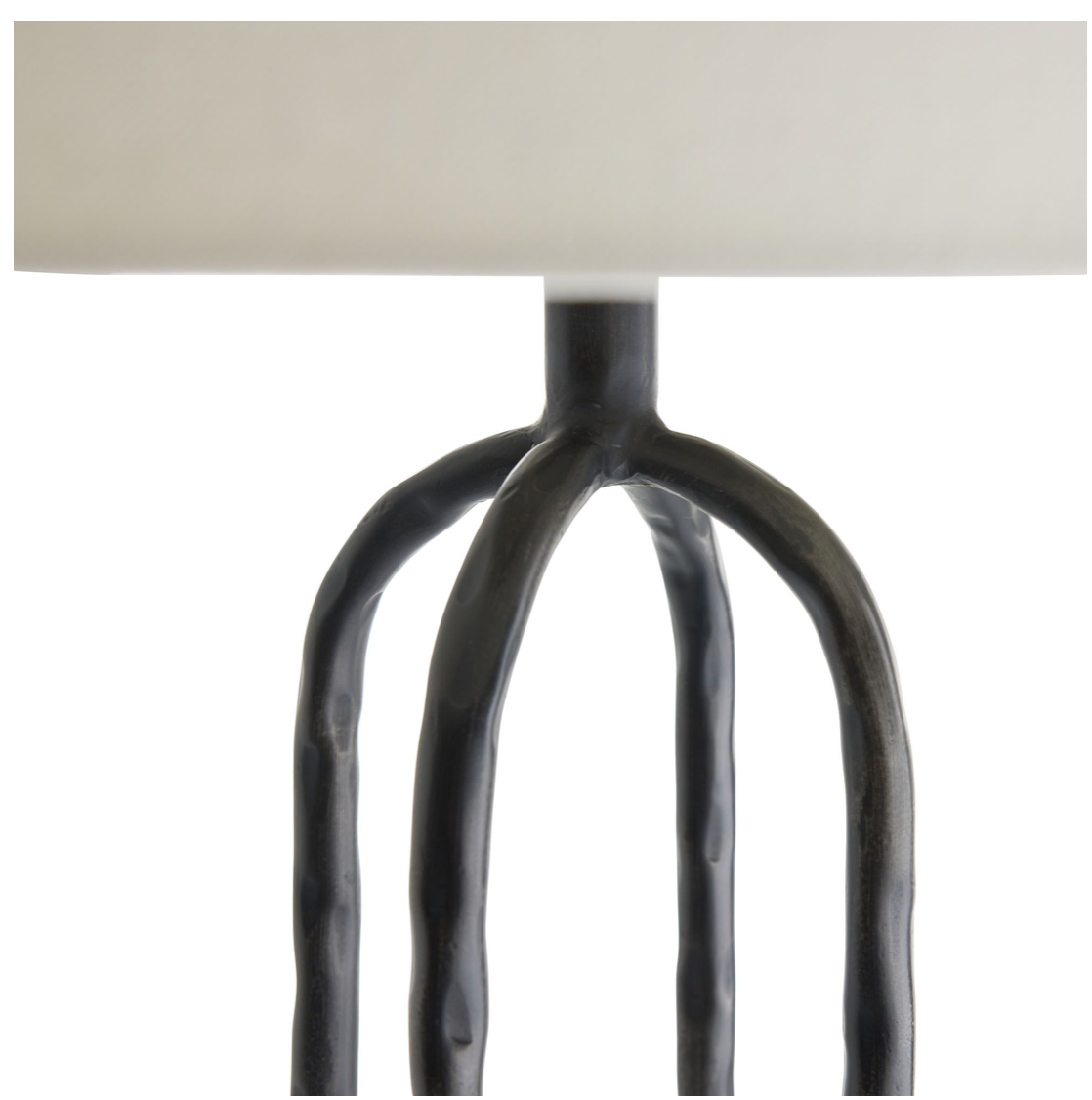 Black iron floor lamp with cream shade