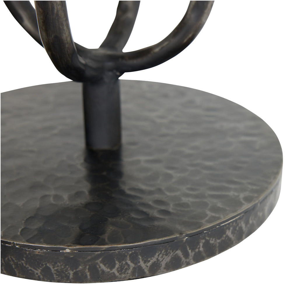 Black iron floor lamp with cream shade