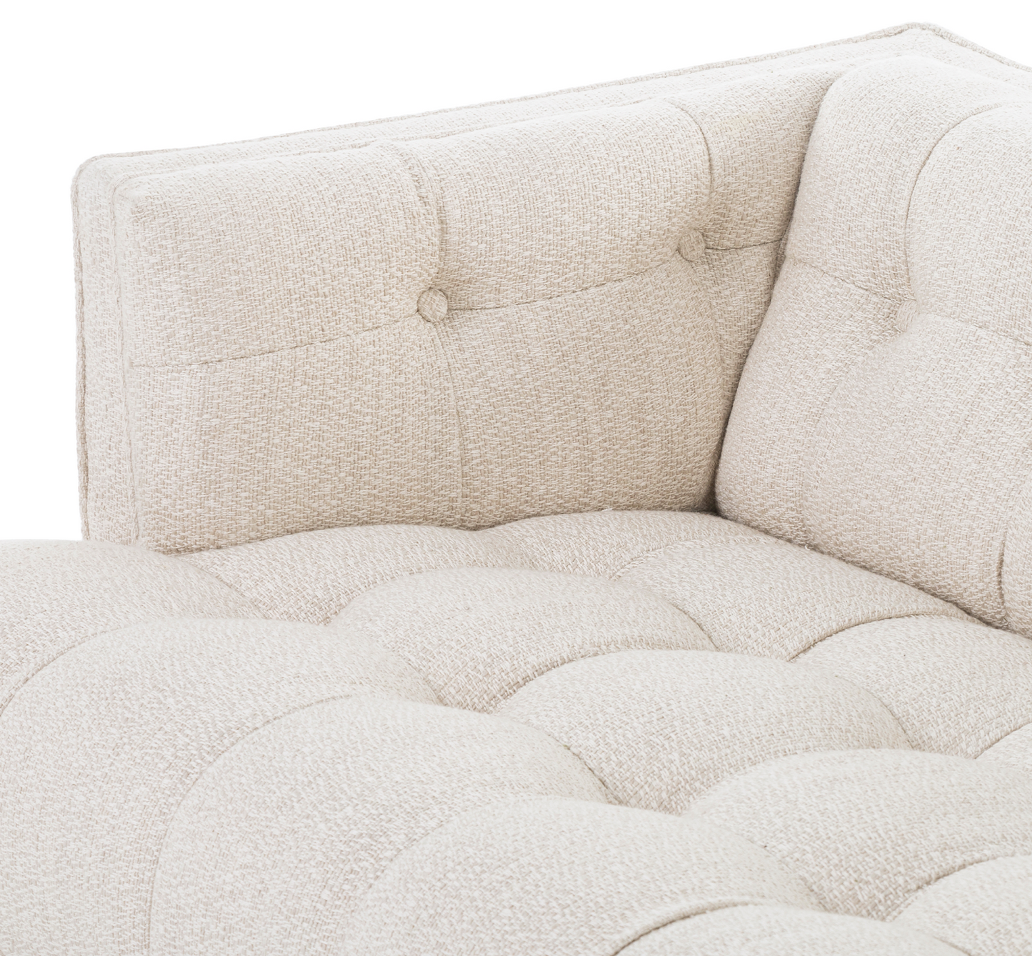 Cream boucle tufted sofa, pale ash legs