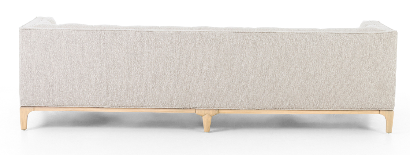 Cream boucle tufted sofa, pale ash legs