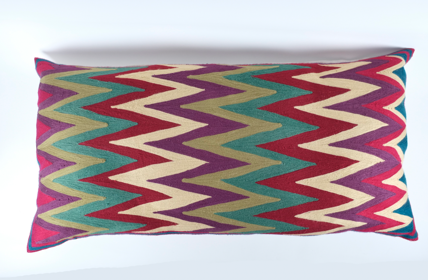 Jumbo Dark Jewel Tones Zig Zag Lumbar Pillow