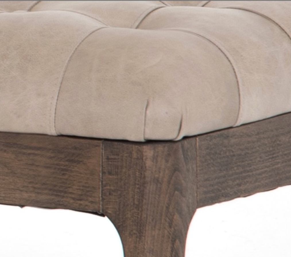 Taupe leather bench or chaise with removable bolster