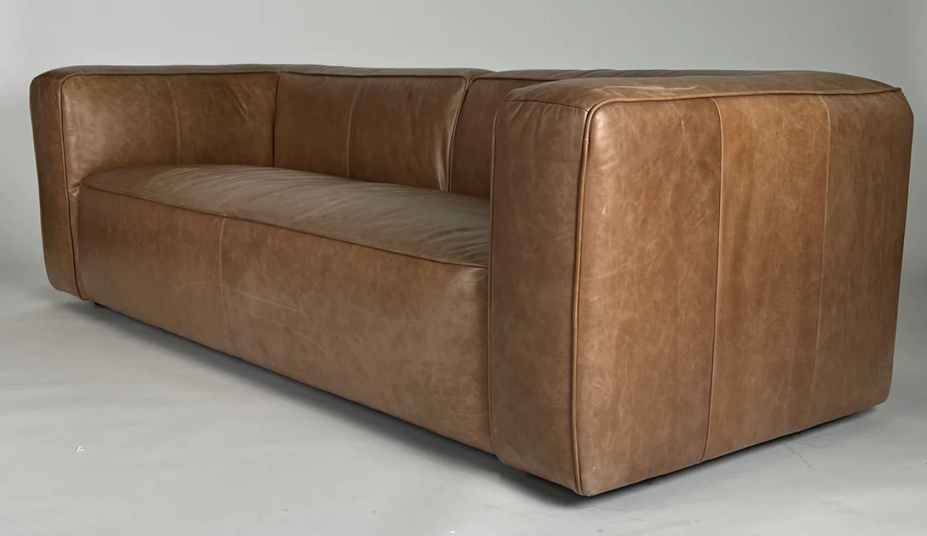 Brown leather sofa