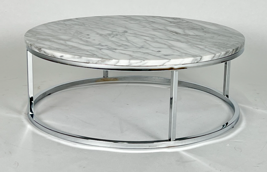 Round marble coffee table with chrome base