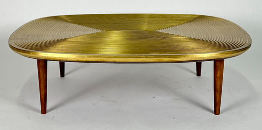 Brass coffee table with wood legs