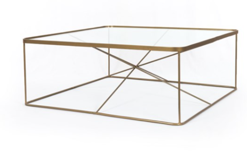 Brass radiating lines topped with an inset square glass surface