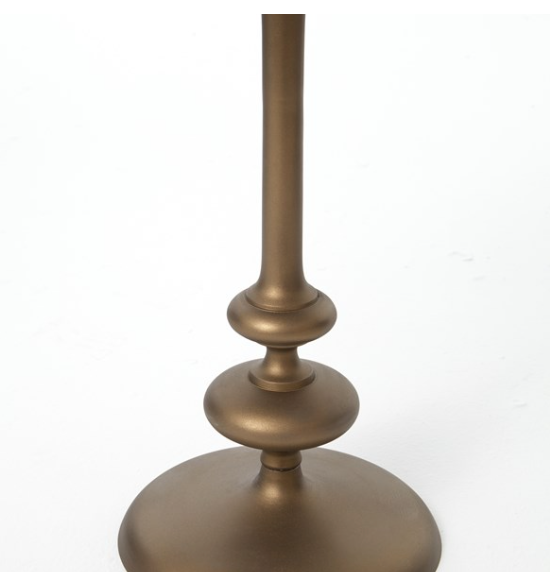 Matte brass over aluminum pedestal side table