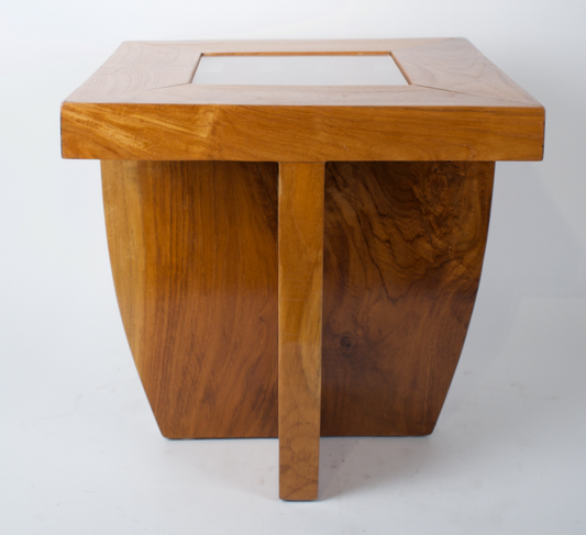 Noguchi inspired side table, teak with frosted plexiglass center