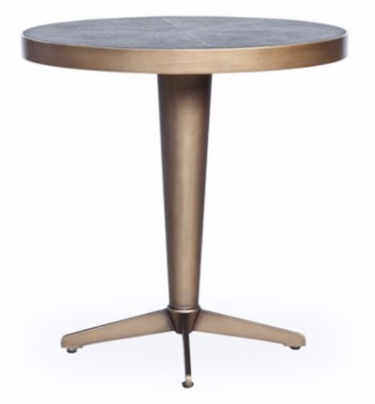 Brass and shagreen pedestal side table