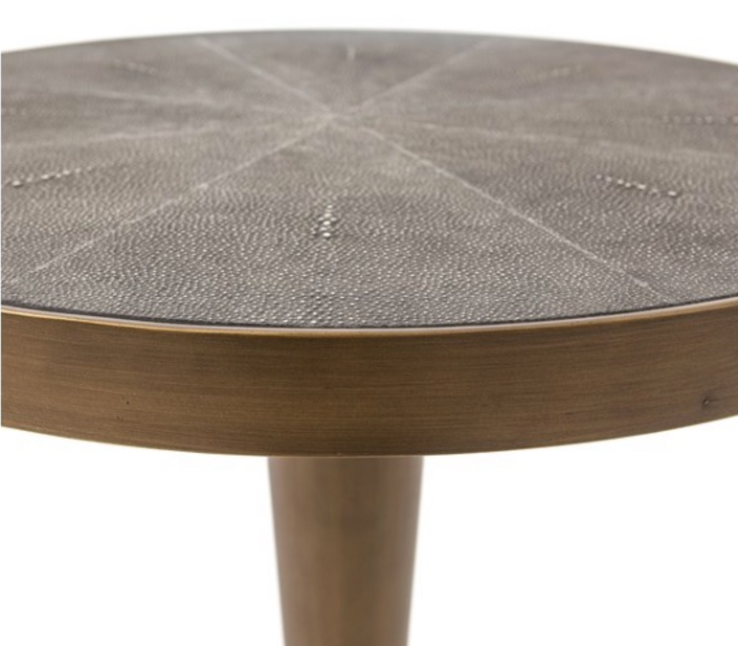 Brass and shagreen pedestal side table