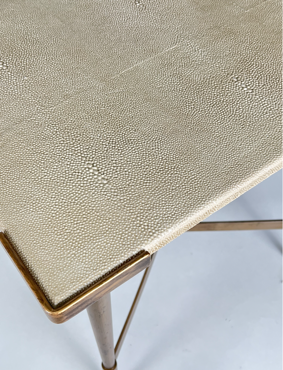 Cream shagreen and brass side table