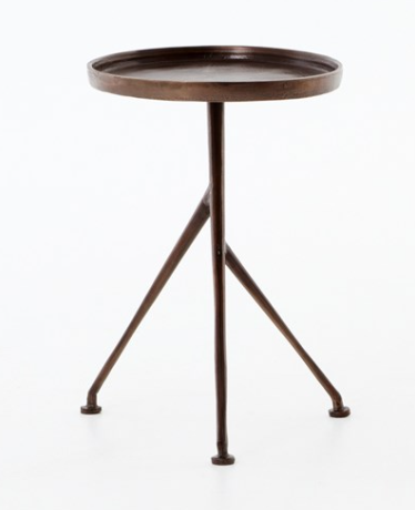 Tripod antique rust oval top side table