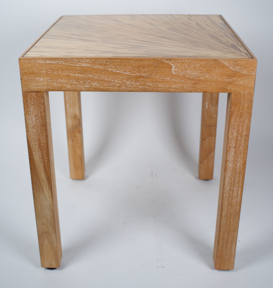 Light wood side table with fanned wood top