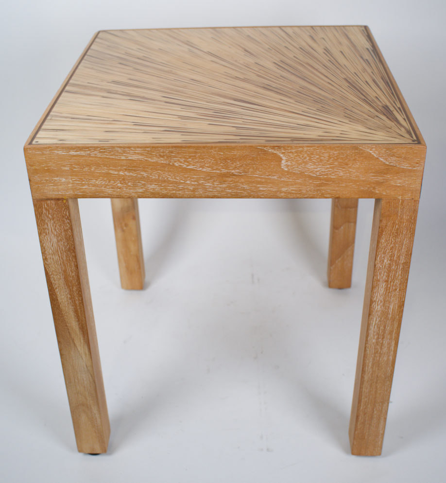 Light wood side table with fanned wood top