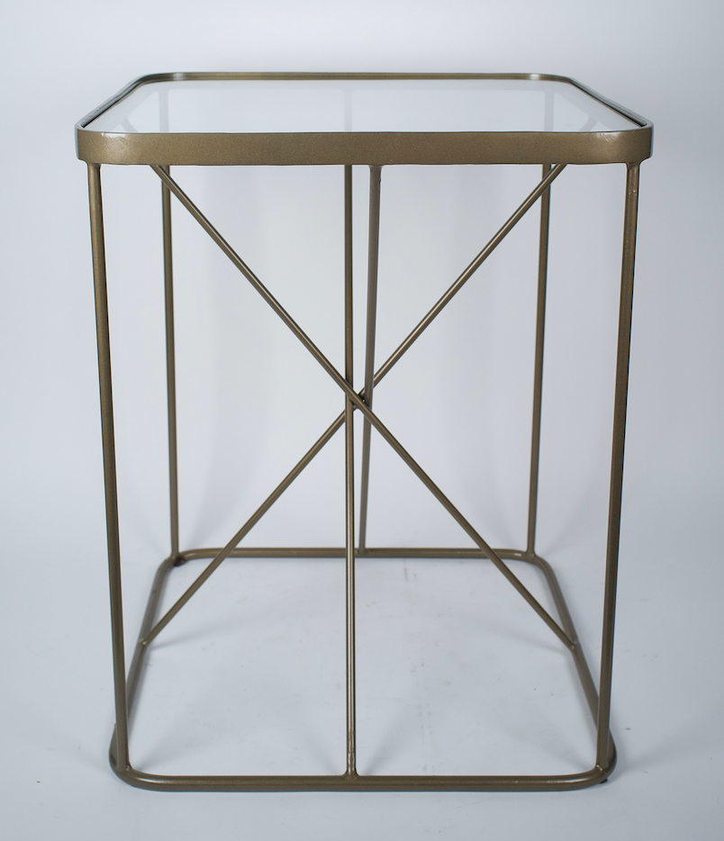 Brass and glass side table