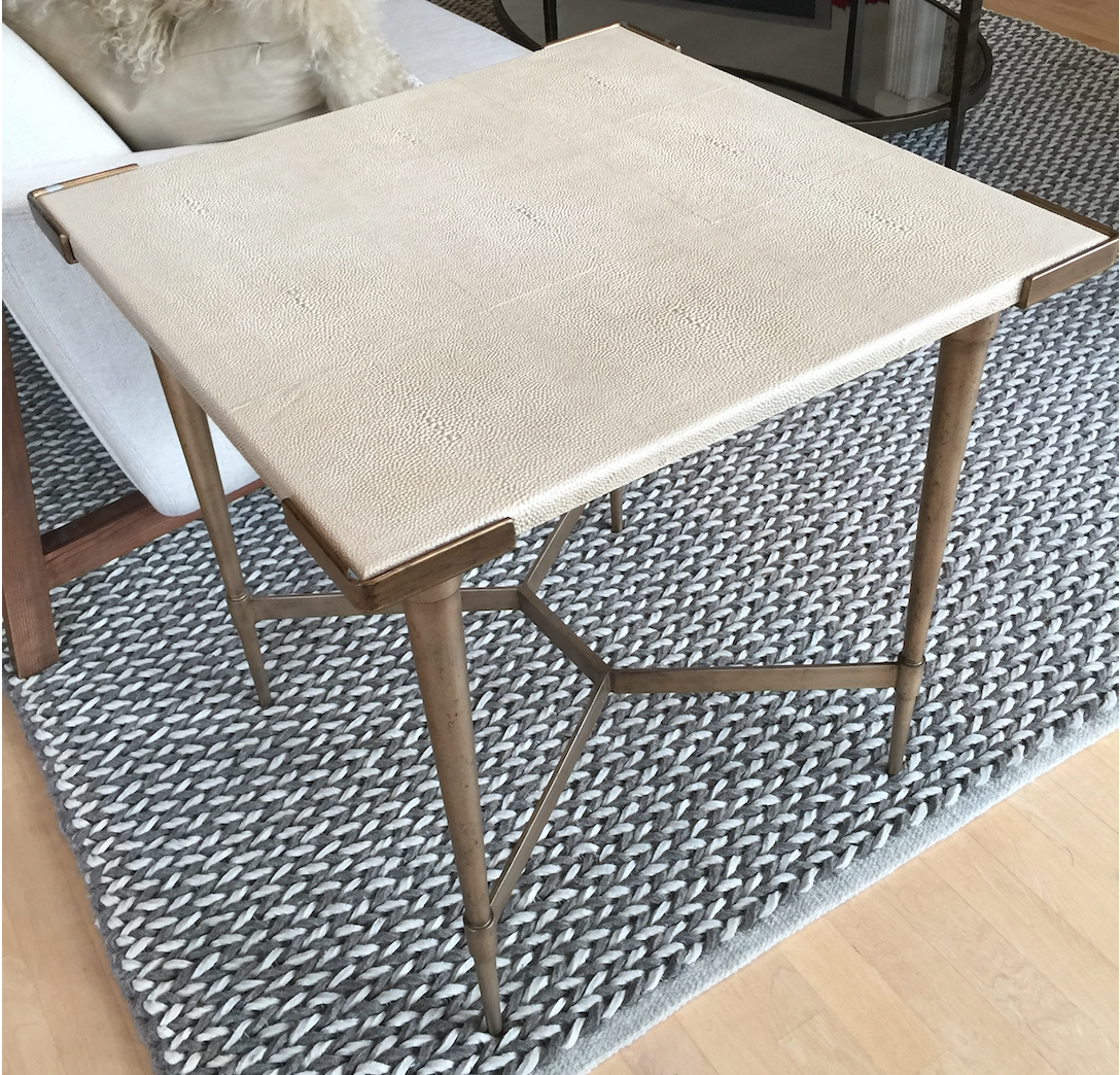 Cream shagreen and brass side table