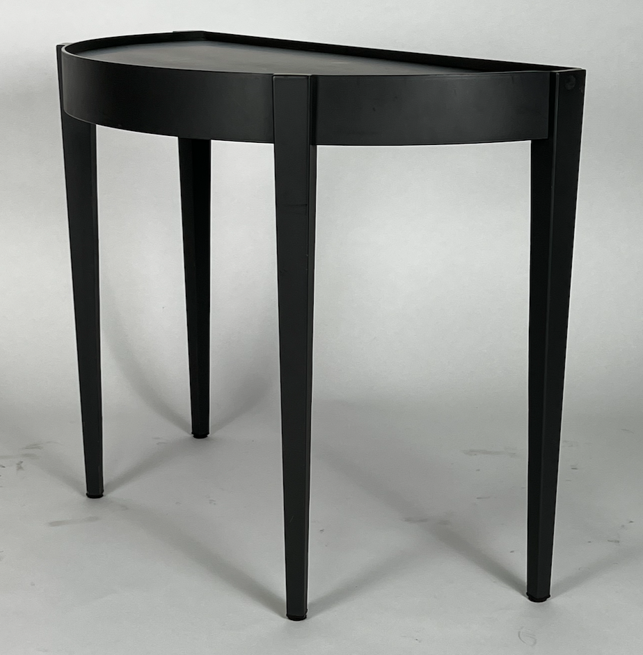 Elegant black metal demi lune console table