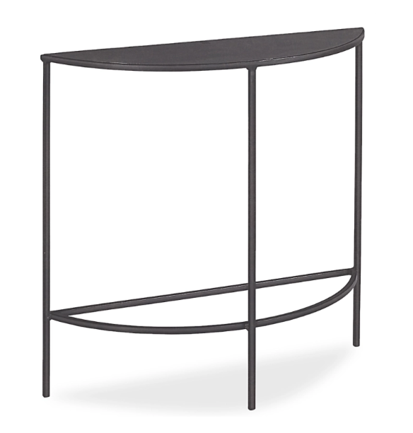 Black metal demi lune console table