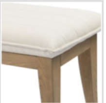 Cream channel upholstered bench with wood tapered legs