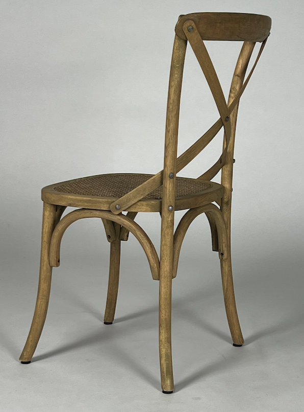 Wood X-back chairs with cane seat