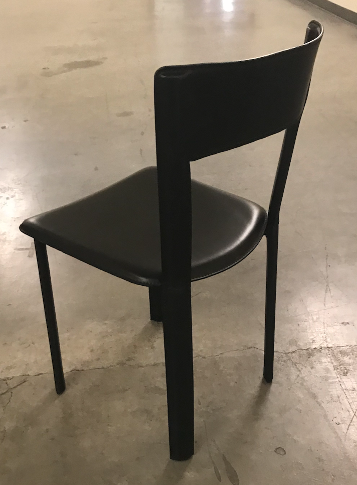 Black leather wrapped dining chair