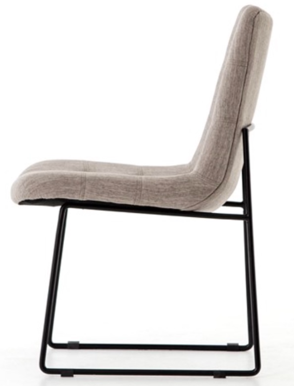 Taupe upholstered chair with metal frame