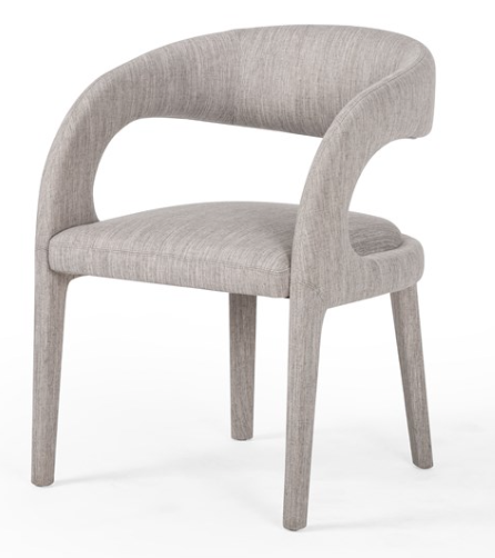 Pale gray upholstered round back dining chair