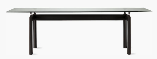 Le Corbusier LC6 glass table with black base, signed