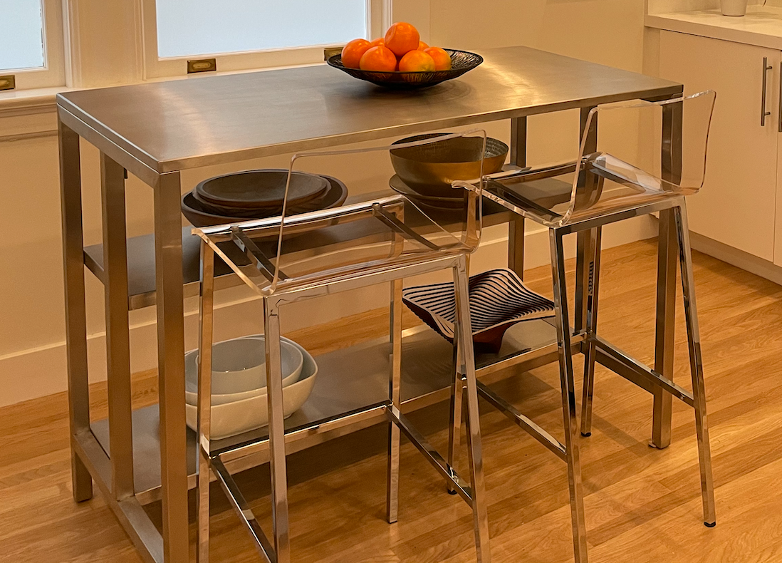 Molded clear acrylic seat and back, bar stool with chrome base