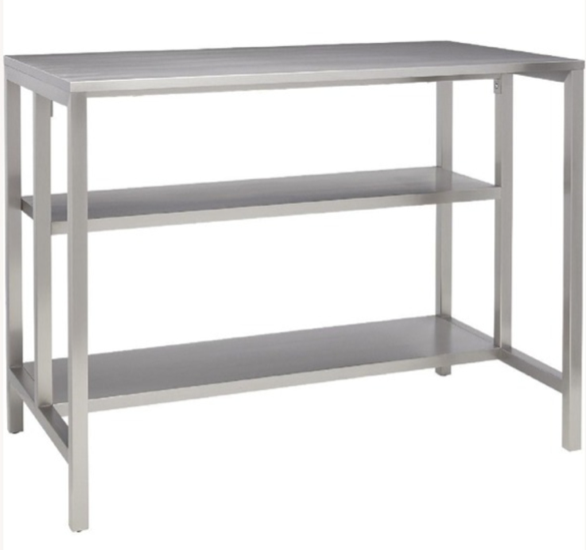 Stainless steel kitchen island, accommodates 2 bar stools