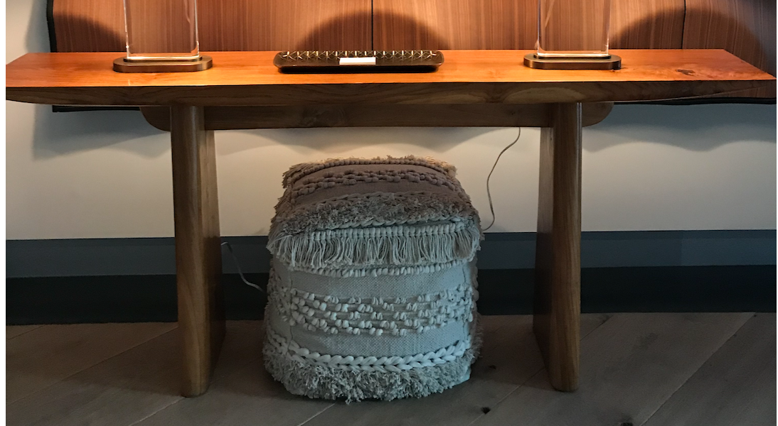 Blonde, teak Altar console table