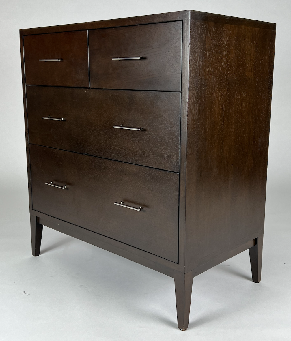 Brown wood dresser with tapered legs