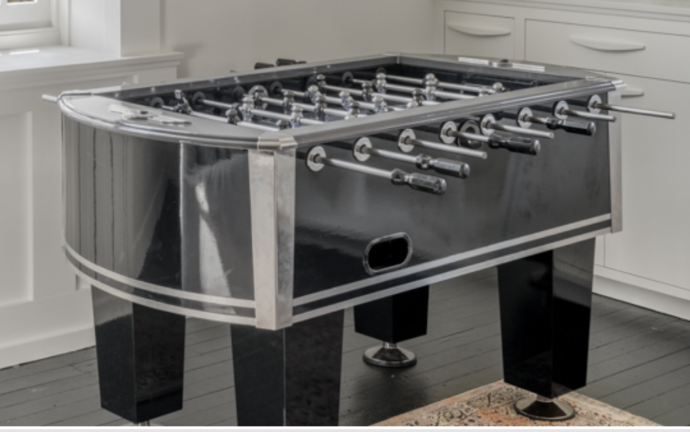 Dark blue gray foosball table